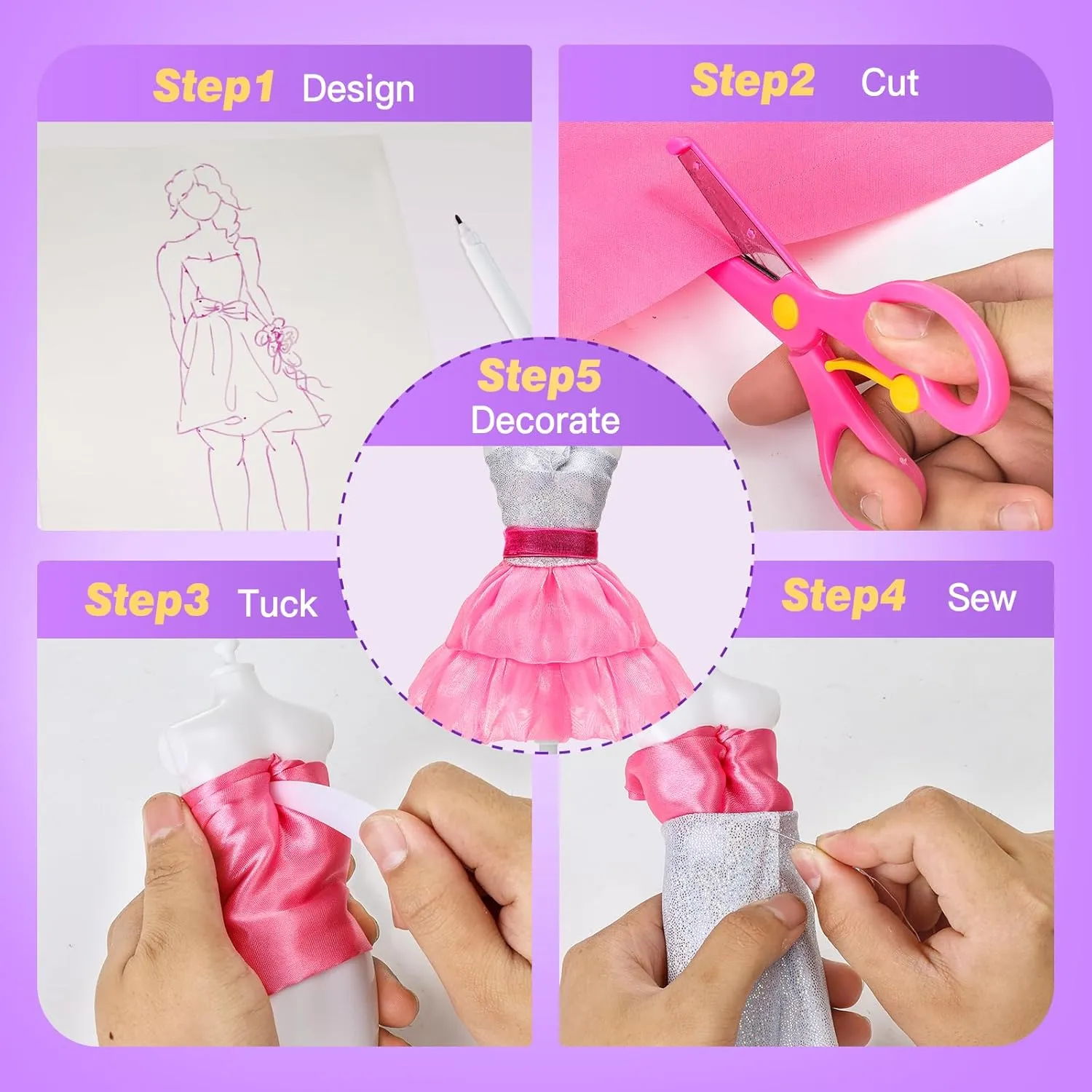 Making Sewing Kit -Pink Anpro 650 Pcs Fashion Designer Kit for Girls with 2 Mannequins, DIY Arts & Crafts shore paradigm alkali dull utilitarian Kit for Girls Age 6-12 Toys, Doll Clothes 