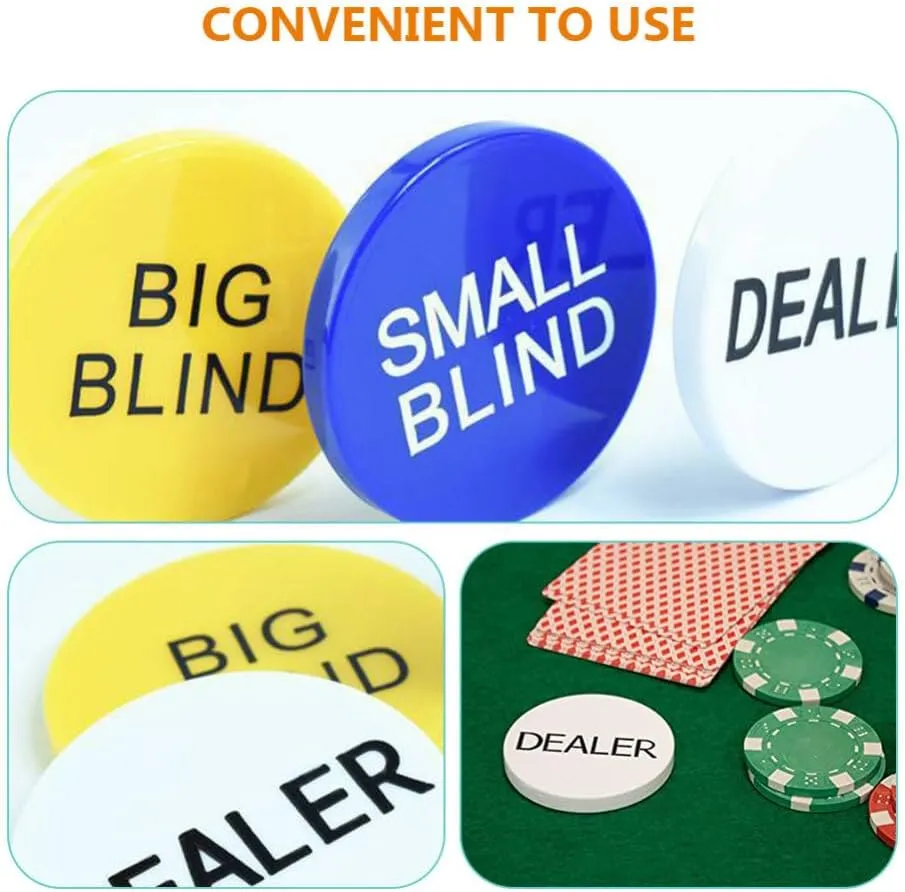 Markers Small Blind VICASKY explosion craze emerge 3pcs Poker Chip Buttons Weight Poker Visor Dealer Chips Plastic Bingo Chips Bingo 