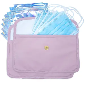 Masks Organizer Container orbital for Family, with 8 Ziplock Bags 7??x4.7?? (Pink) Face Masks Storage Bag 9??x5.3??, (2 Pcs), Portable Mask Storage Case, Handmade Mask Carry Pouch for Travel, Home, Car, 