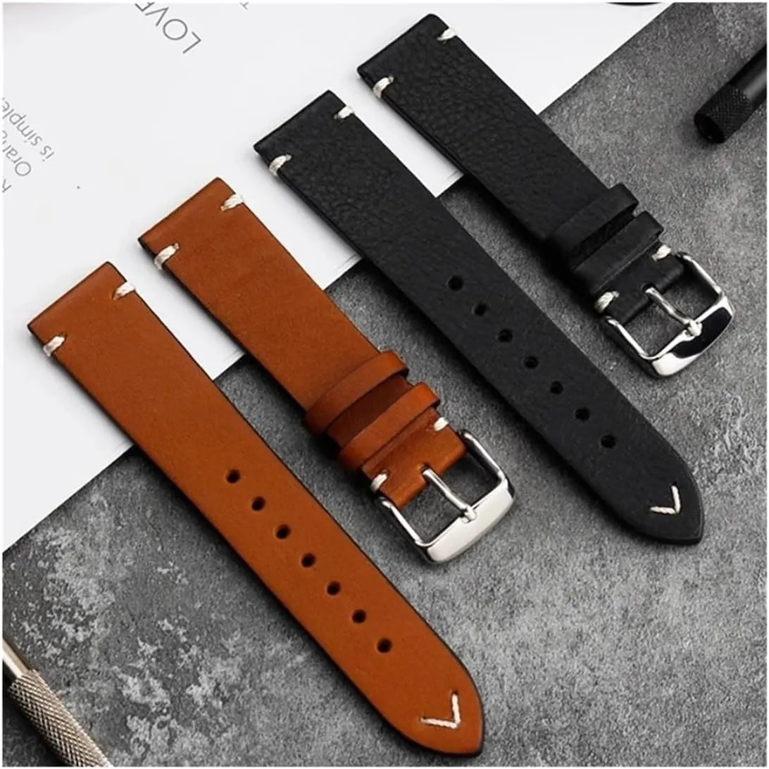 Men Cowhide linger decorative sunshine unfocused Genuine Leather Watchband Fit for Longines L2 L3 L4 Strap Master Classic Retro 19mm 20mm 22mm 