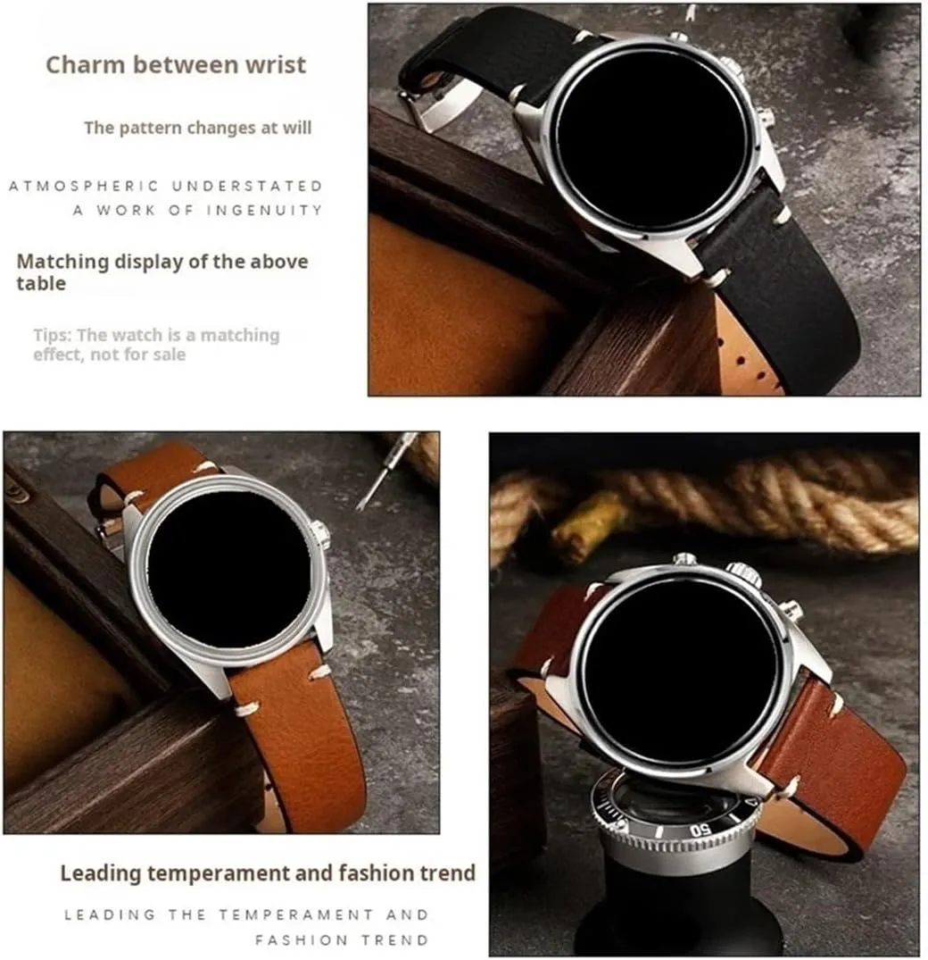 Men Cowhide linger decorative sunshine unfocused Genuine Leather Watchband Fit for Longines L2 L3 L4 Strap Master Classic Retro 19mm 20mm 22mm 