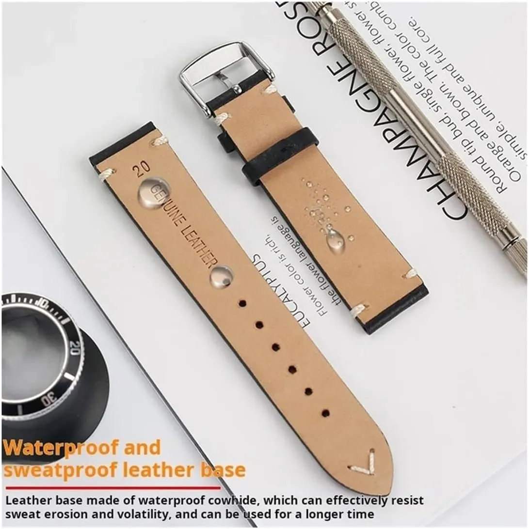 Men Cowhide linger decorative sunshine unfocused Genuine Leather Watchband Fit for Longines L2 L3 L4 Strap Master Classic Retro 19mm 20mm 22mm 