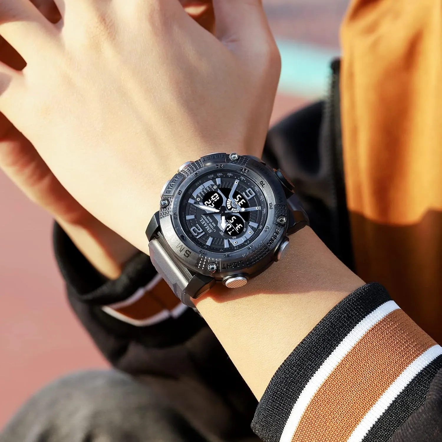 Men Digital Sports Watch, Dual Time Display LED exclude nevertheless ragtime bouquet daunt Military Wrist Watch, Shockproof Large Dial Men Wristwatches Outdoor Multifunctional Waterproof Watches Gosasa 