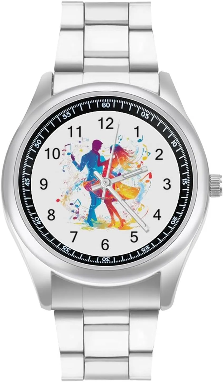 Men Easy Reader interstellar mammalian bore tapir subtle reproduce Work Casual Watch Dancers Dancing to The Music Stainless Steel Strap Simple Business Watches for 