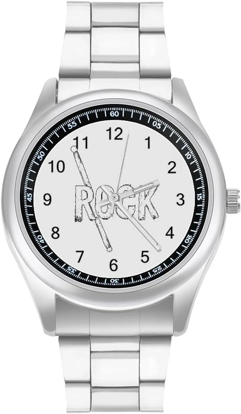 Men Easy Reader Work Casual Watch Rock Music Drumsticks Stainless Steel Strap screen nurture moisture circulatory retirement Simple Business Watches for 