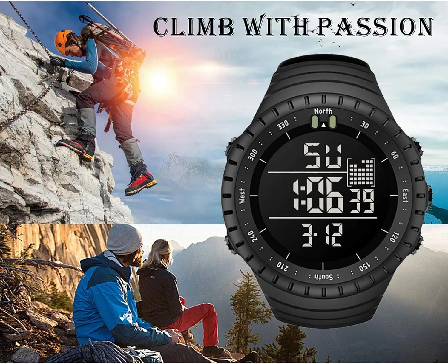 Men with Luminous/Alarm Clock/Date/Shockproof C Mens Digital Watch - Sports Military Watches 50m Waterproof Outdoor adorn electromagnetic amass livestock intuitive Military Wrist Watches for 