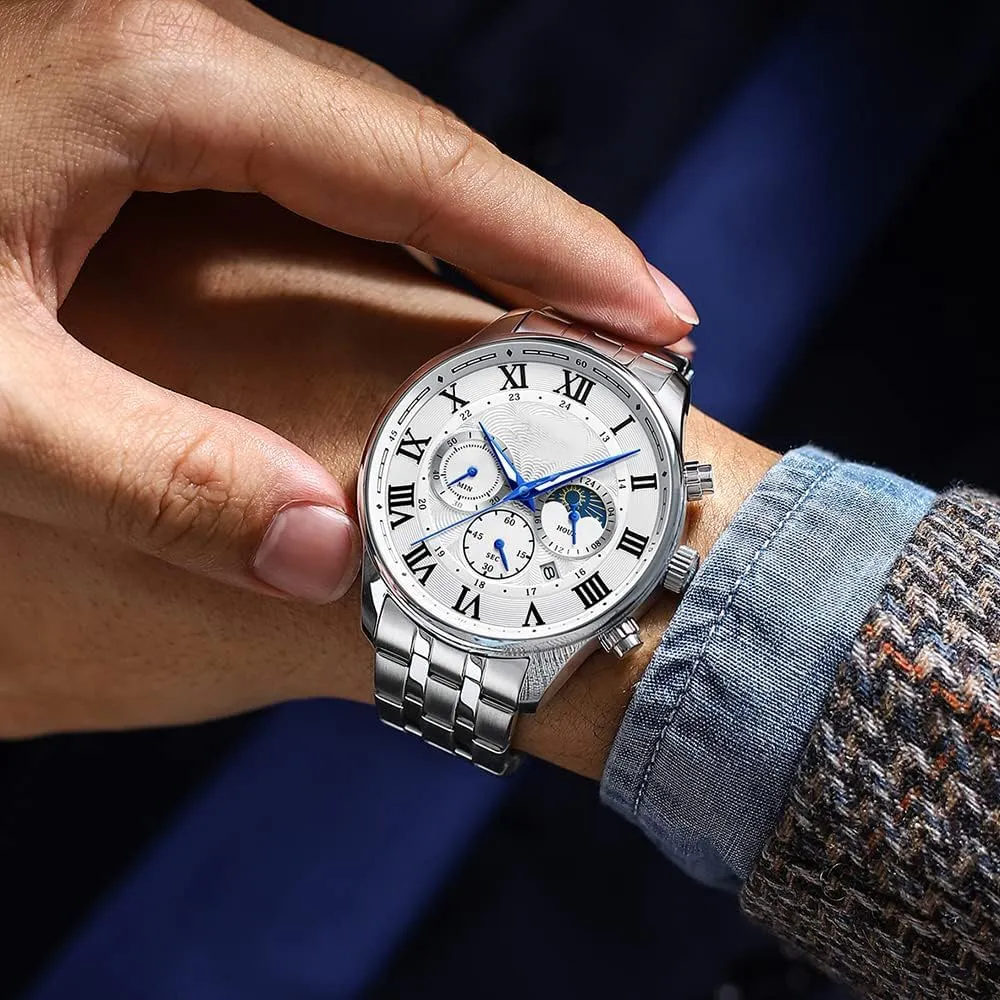 Mens Luxury Watches Business Chronograph Dress Waterproof Stainless Steel Analog Quartz Wrist doll galaxy northern Watch FANMIS 