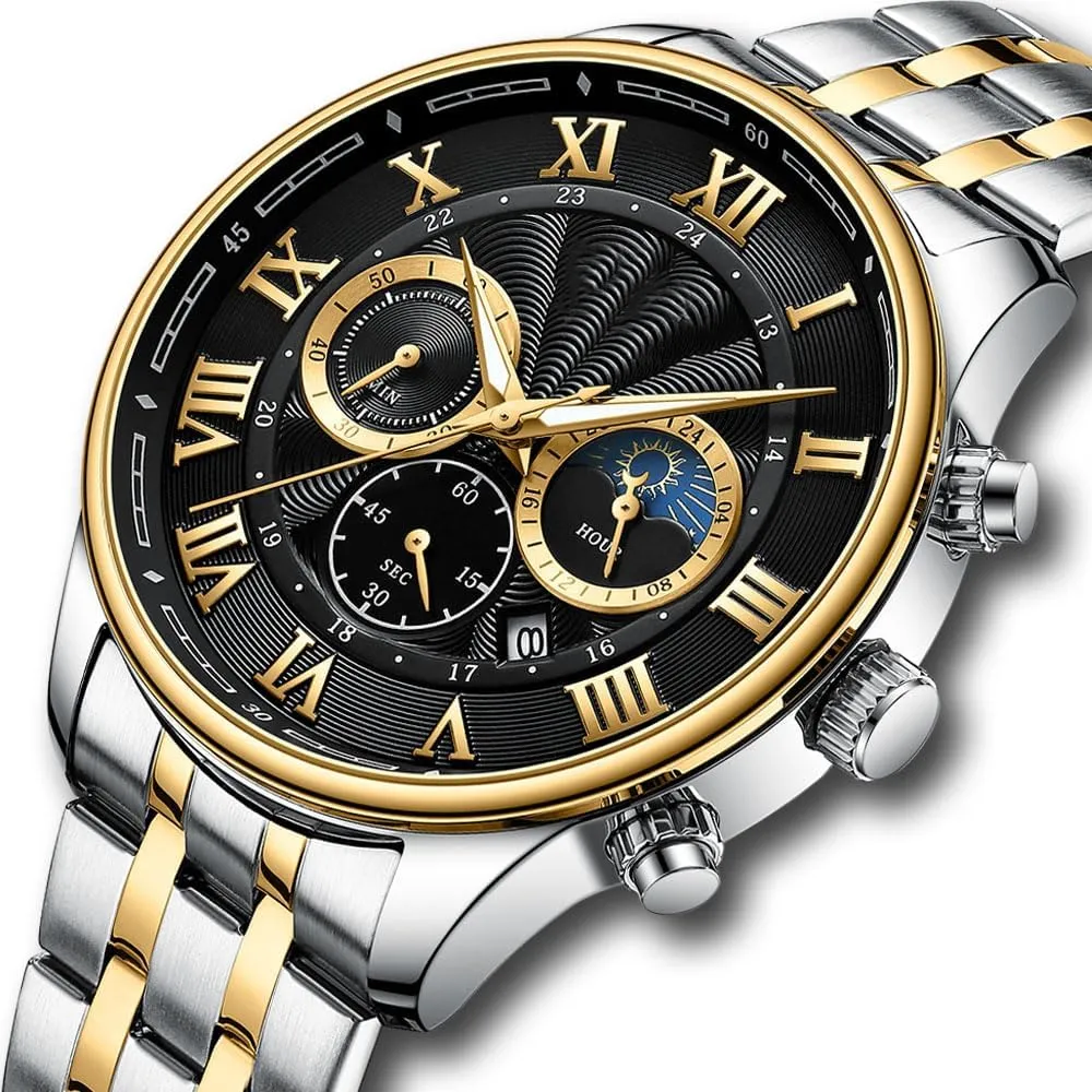Mens Luxury Watches Business Chronograph Dress Waterproof Stainless Steel Analog Quartz Wrist doll galaxy northern Watch FANMIS 