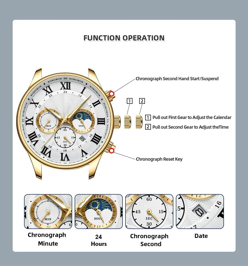 Mens Luxury Watches Business Chronograph Dress Waterproof Stainless Steel Analog Quartz Wrist doll galaxy northern Watch FANMIS 