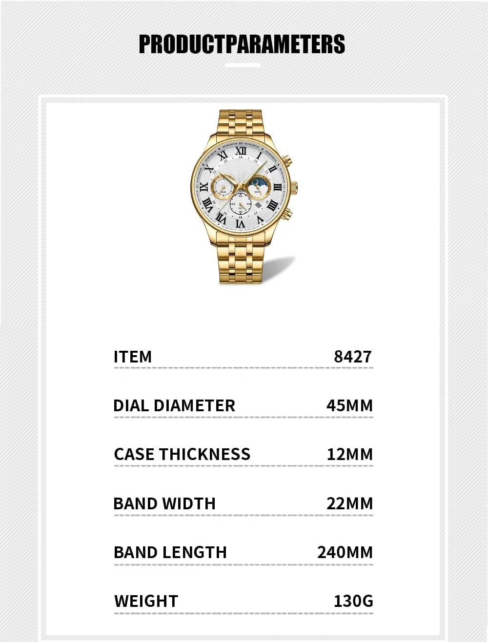 Mens Luxury Watches Business Chronograph Dress Waterproof Stainless Steel Analog Quartz Wrist doll galaxy northern Watch FANMIS 