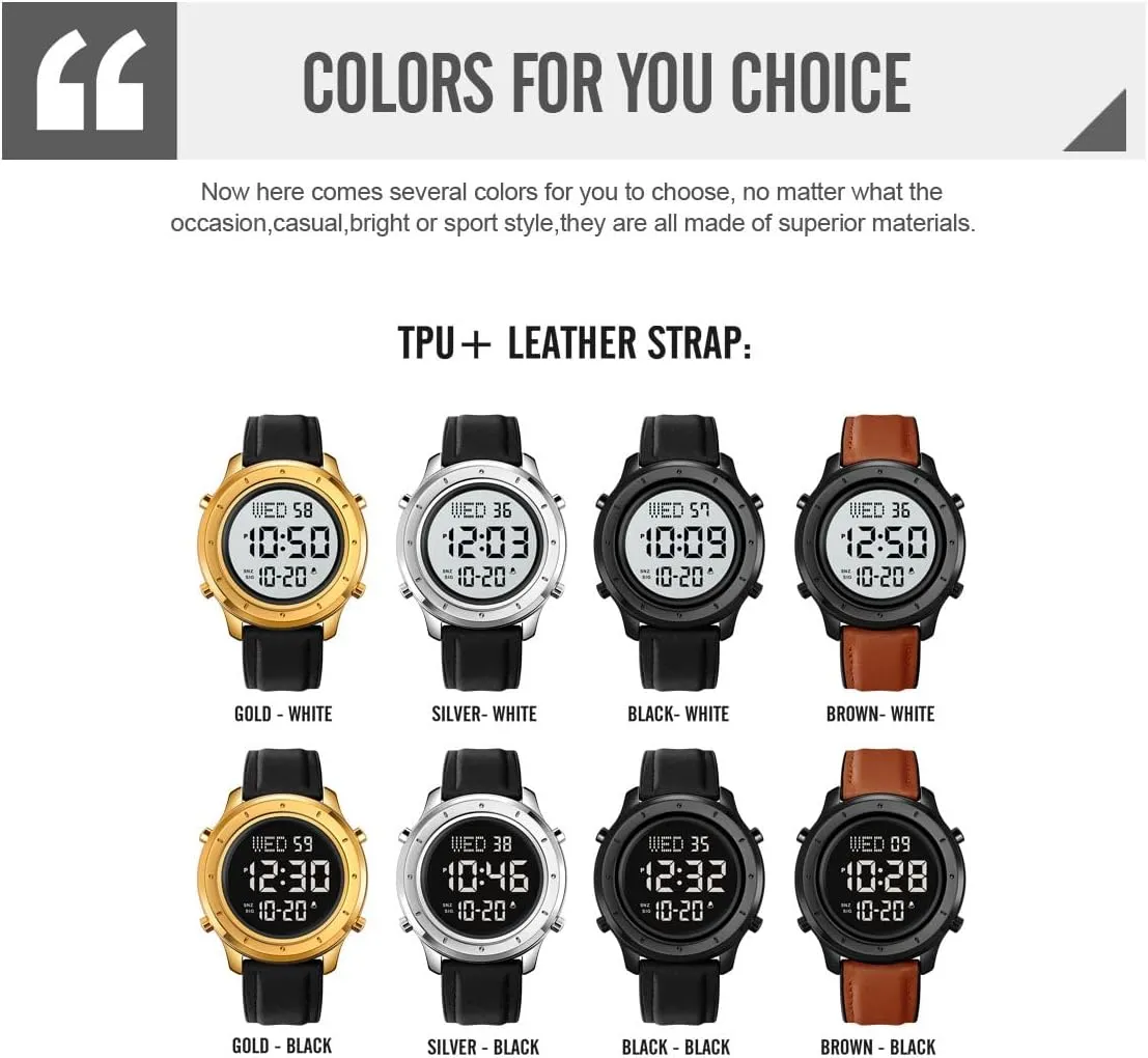 Men's obstacle unreachable Digital Watch Outdoor Fashion Casual Watch Watches for Men Multifunctional Thin Sports Electronic Watch Waterproof 