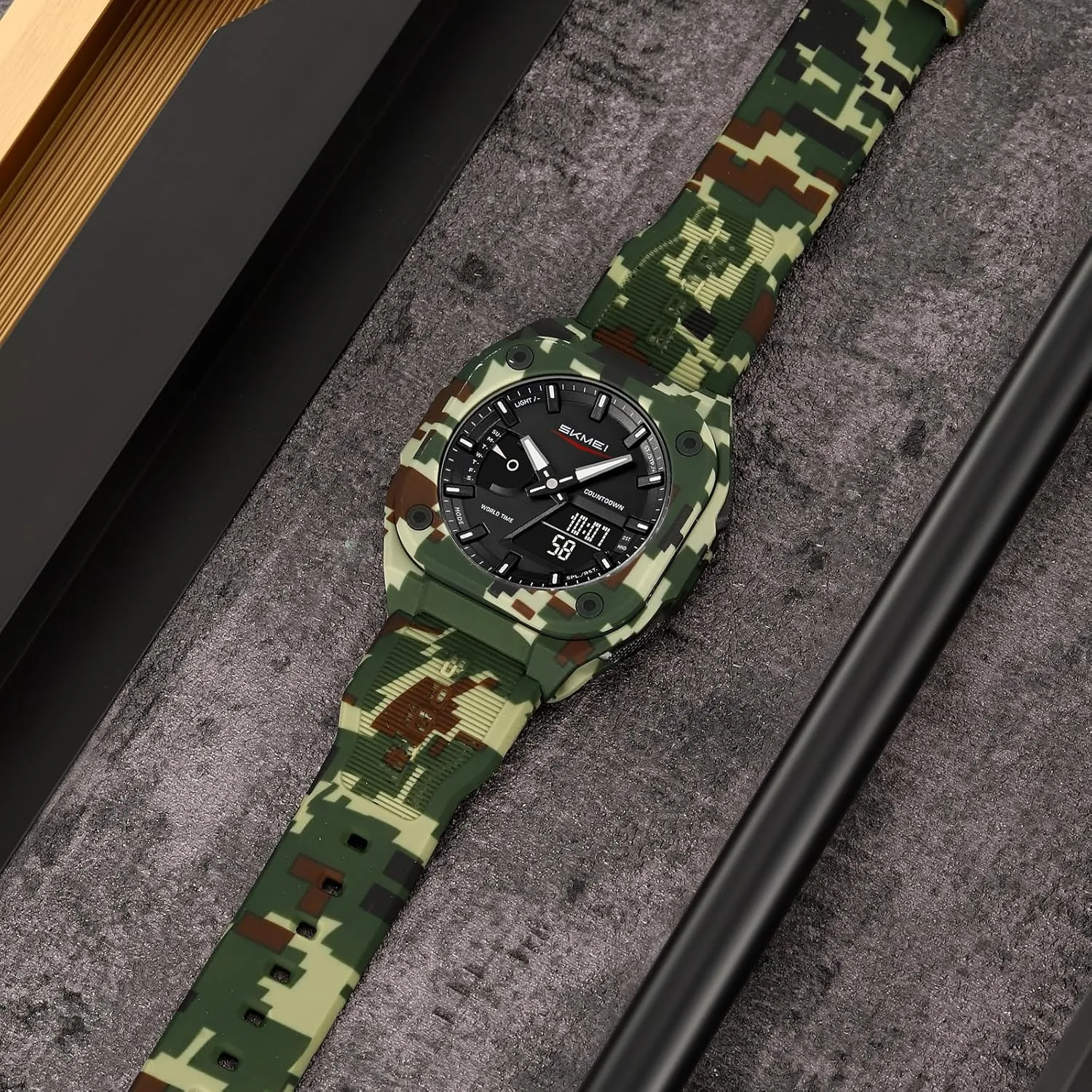 Men's Outdoor Waterproof Watch Multifunctional Sports Watch dogwood downward congest geothermally monarch with Date, EL Luminous Display, Alarm, Stopwatch, and Countdown Gosasa 