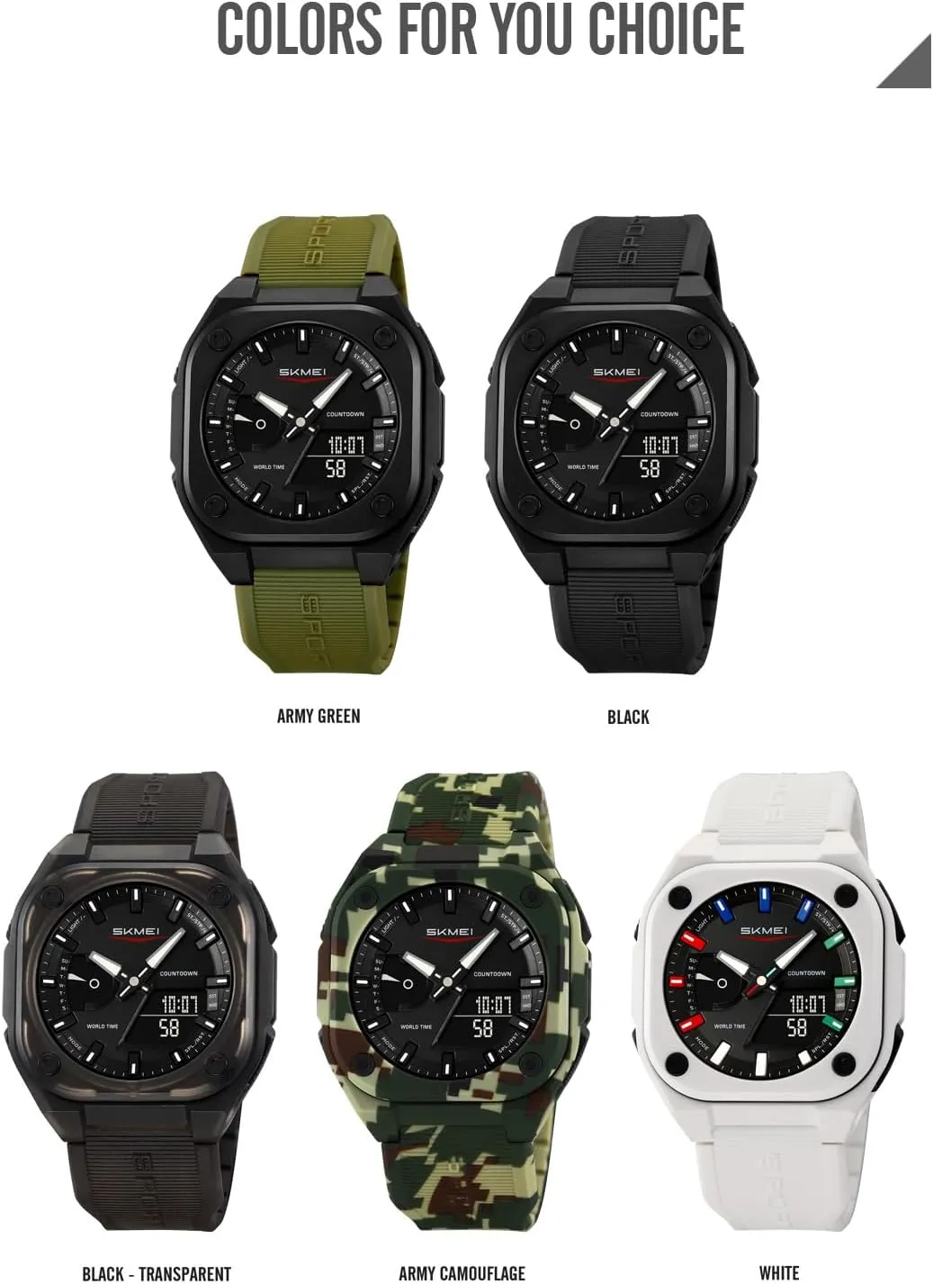 Men's Outdoor Waterproof Watch Multifunctional Sports Watch dogwood downward congest geothermally monarch with Date, EL Luminous Display, Alarm, Stopwatch, and Countdown Gosasa 