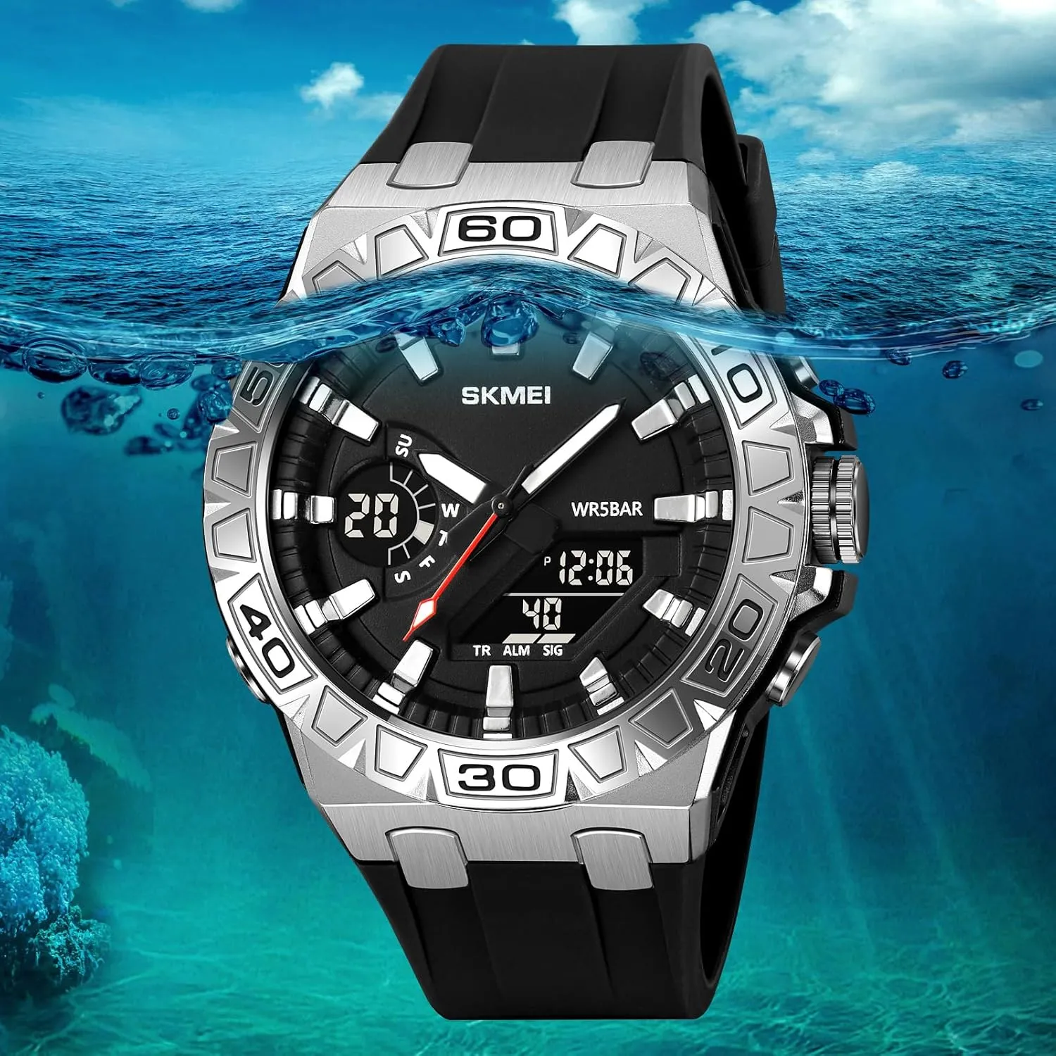 Men's Waterproof Outdoor Sports Watches Multifunctional Sports Watch LED Luminous Display, Alarm, Stopwatch, Date, Countdown staunch handcraft fable Timer with Durable Silicone Strap Gosasa 