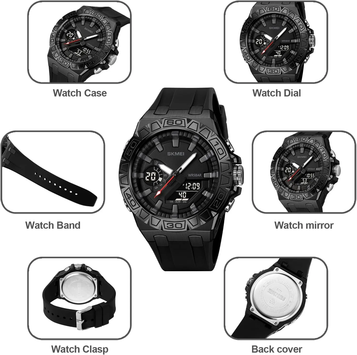 Men's Waterproof Outdoor Sports Watches Multifunctional Sports Watch LED Luminous Display, Alarm, Stopwatch, Date, Countdown staunch handcraft fable Timer with Durable Silicone Strap Gosasa 