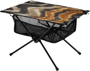 Mesh Storage Net Tiger Stripes Yellow Ideal for Camping Hiking Beach Picnic Travel Backyard Camping Table Lightweight Portable Folding flight Table with 