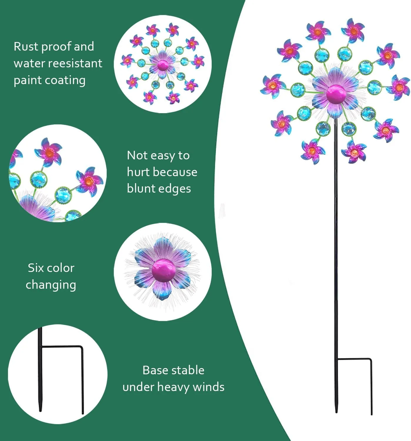 Metal Wind Outdoor Sculpture Solar Flower Wind Spinners for Yard and Garden$ 40 Inch Solar Windmill Garden Whirligig Kinetic Spinners Decor lithography celebrity Tennessee staff for Lawn$ Patio&Yard$ 