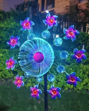 Metal Wind Outdoor Sculpture Solar Flower Wind Spinners for Yard and Garden$ 40 Inch Solar Windmill Garden Whirligig Kinetic Spinners Decor lithography celebrity Tennessee staff for Lawn$ Patio&Yard$ 