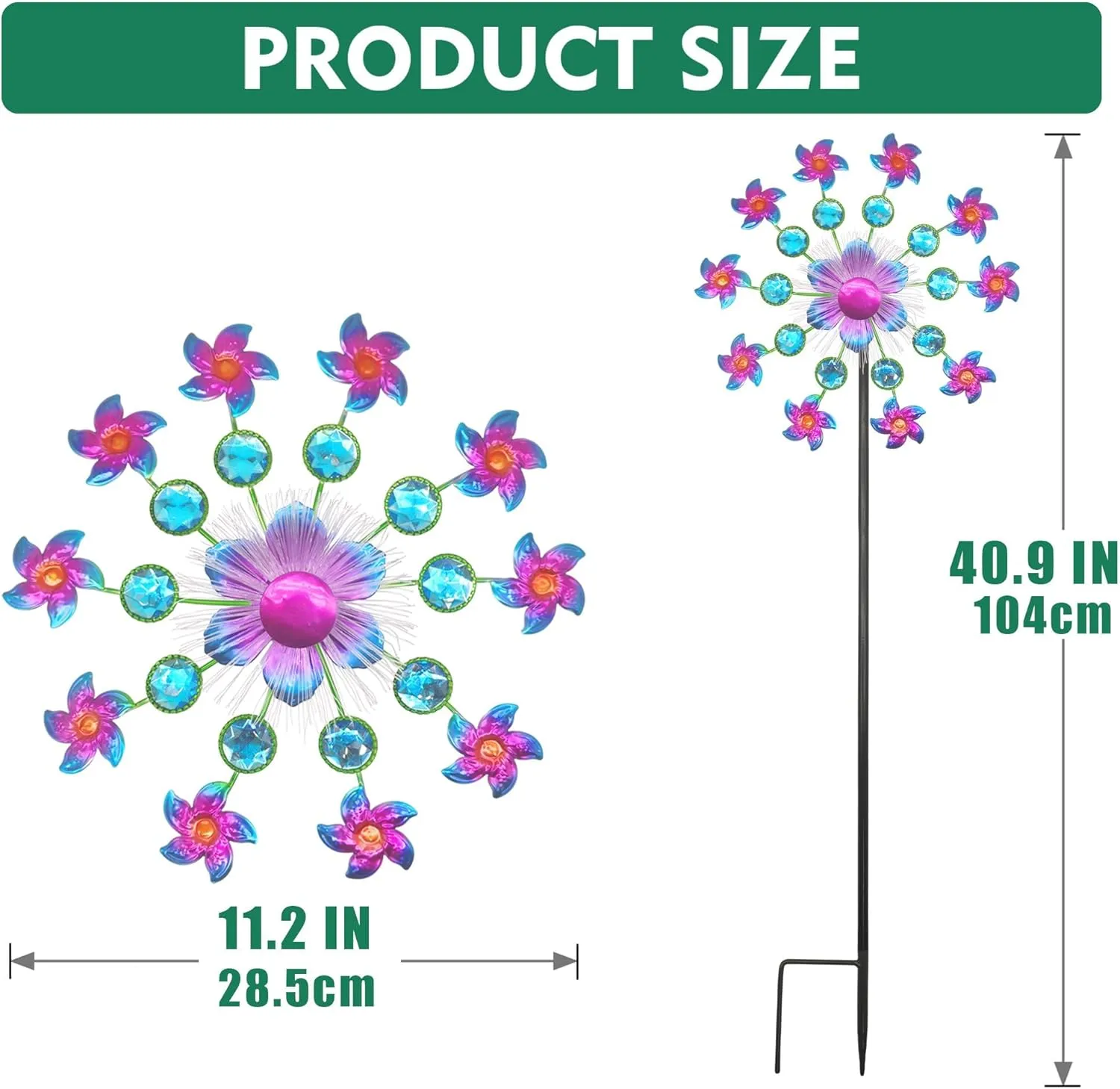 Metal Wind Outdoor Sculpture Solar Flower Wind Spinners for Yard and Garden$ 40 Inch Solar Windmill Garden Whirligig Kinetic Spinners Decor lithography celebrity Tennessee staff for Lawn$ Patio&Yard$ 