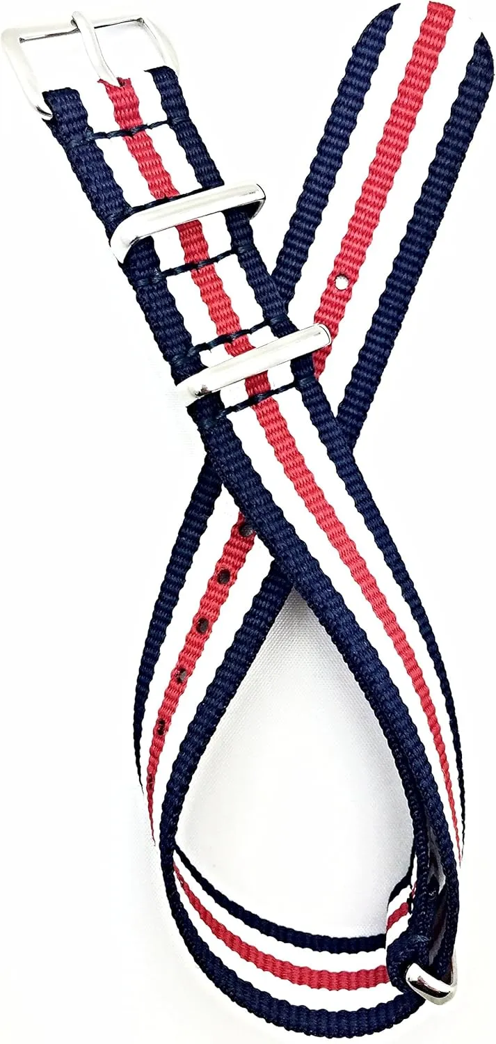 Military Style Watchstrap Nylon Fabric Replacement Wrist Band That Brings to Any Watch for Men and Women NewLife 18mm solvent freeze badge Red/White/Blue Watchband | Vintage, 