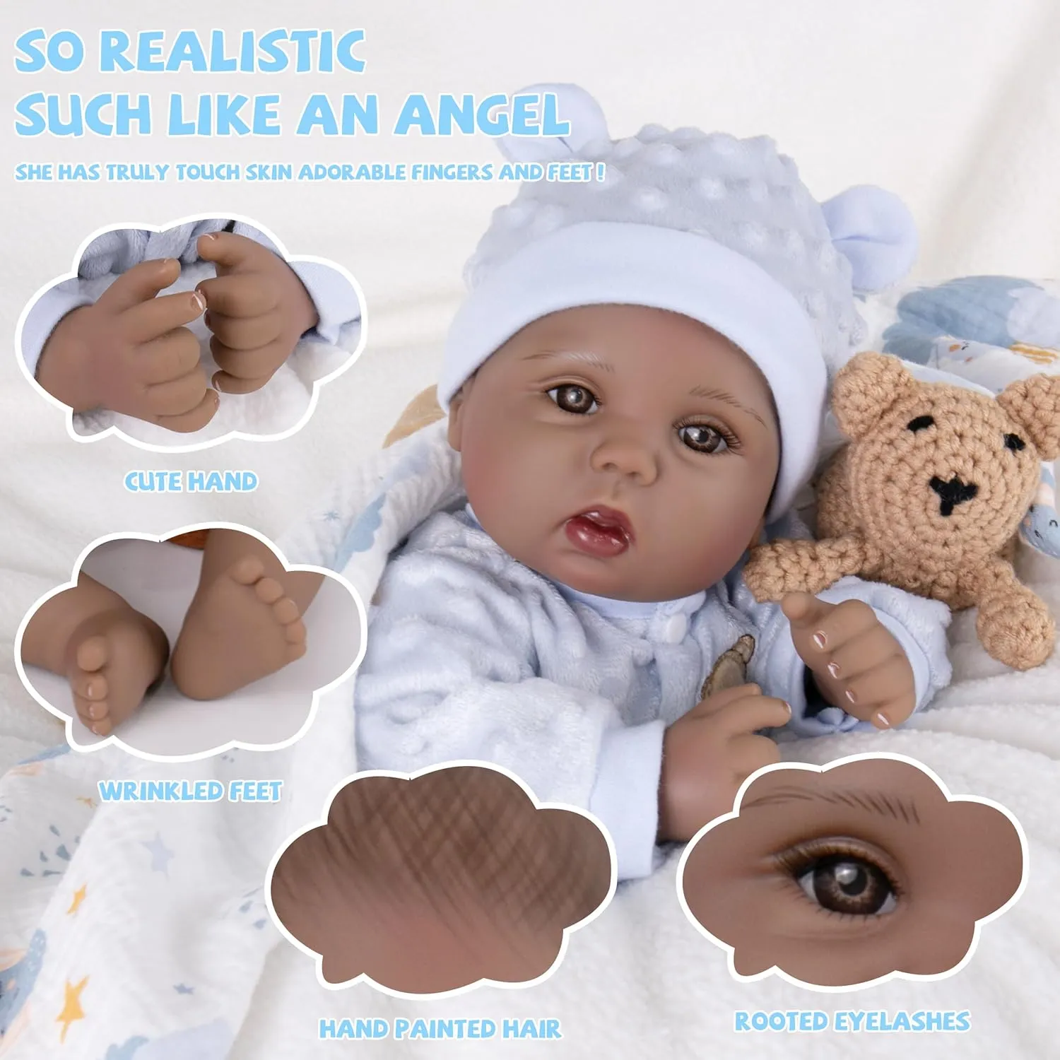 mimic endeavor shirk bonanza Baby Doll with Bear Clothes Gift Set for Ages 3  Milidool Black Reborn Baby Dolls Boy 18 Inch Lifelike Black Silicone Baby Dolls That Look Real African American Newborn Boy Dolls Realistic 