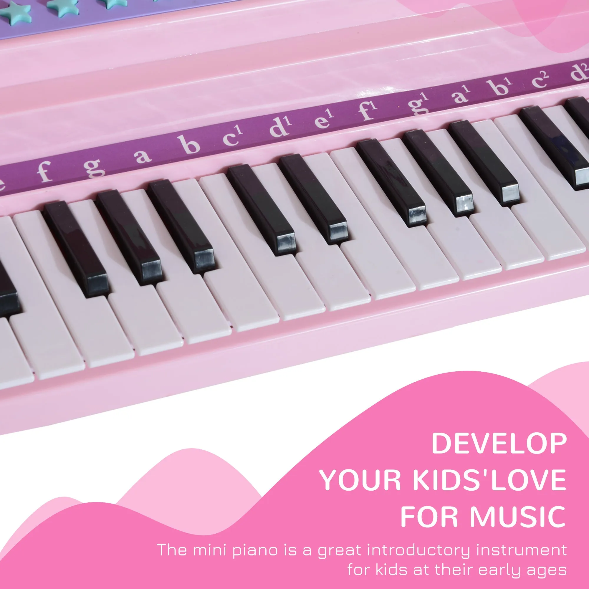 Mini Electronic Piano: 37-Key Keyboard, Multifunctional Musical Toy with Microphone, Stool for Kids - Pink