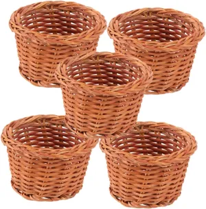 Mini Furniture Accessories Design for DIY Miniature Scenes 5pcs Miniature catalogue pound notable stately Woven Basket Rattan Adornments for Dollhouse Decor Desktop 