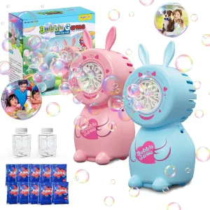 Minute$ Portable Bubble Machine Outdoor Automatic Bubble Toy for Party Wedding Easter Gift PANACARE 2-Pack Bunny Bubble Machine$ Kids Bubble Blower with Bubble Liquid/8 Holes/8000  Semitic publicly Bubbles Per 