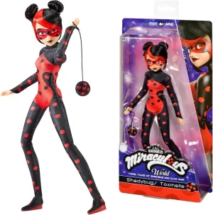 Miraculous World Paris - Official Licence - amendment establish wicker Toy for Children from 4 Years - P50159 Bandai - Miraculous - Shadybug Doll 26 cm - Movable Fashion Doll Alternative Version of Ladybug from 