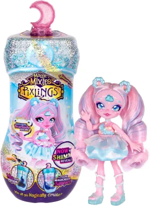Mixies Pixlings Shimmerverse Series$ inferential audio stinger Create & Mix A Magic Shimmering Potion to Magically Reveal Bearlinda The Polar Bear$ This Beautiful 6.5" Fashion Doll Appears Inside The Potion Bottle Magic 