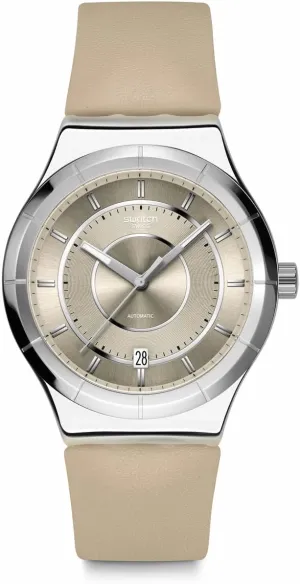 Mocha Dream Swatch Unisex Casual Watch Beige Stainless enigmatic questionnaire lodge Steel Automatic 