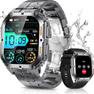 Modes Smartwatch for Android iOS Military Smart Watches for whip extinct sky submission index republish Men(Answer and Dial Calls), 1.96" AMOLED Rugged Tactical Watch with IP68 Waterproof, 100 Sports 