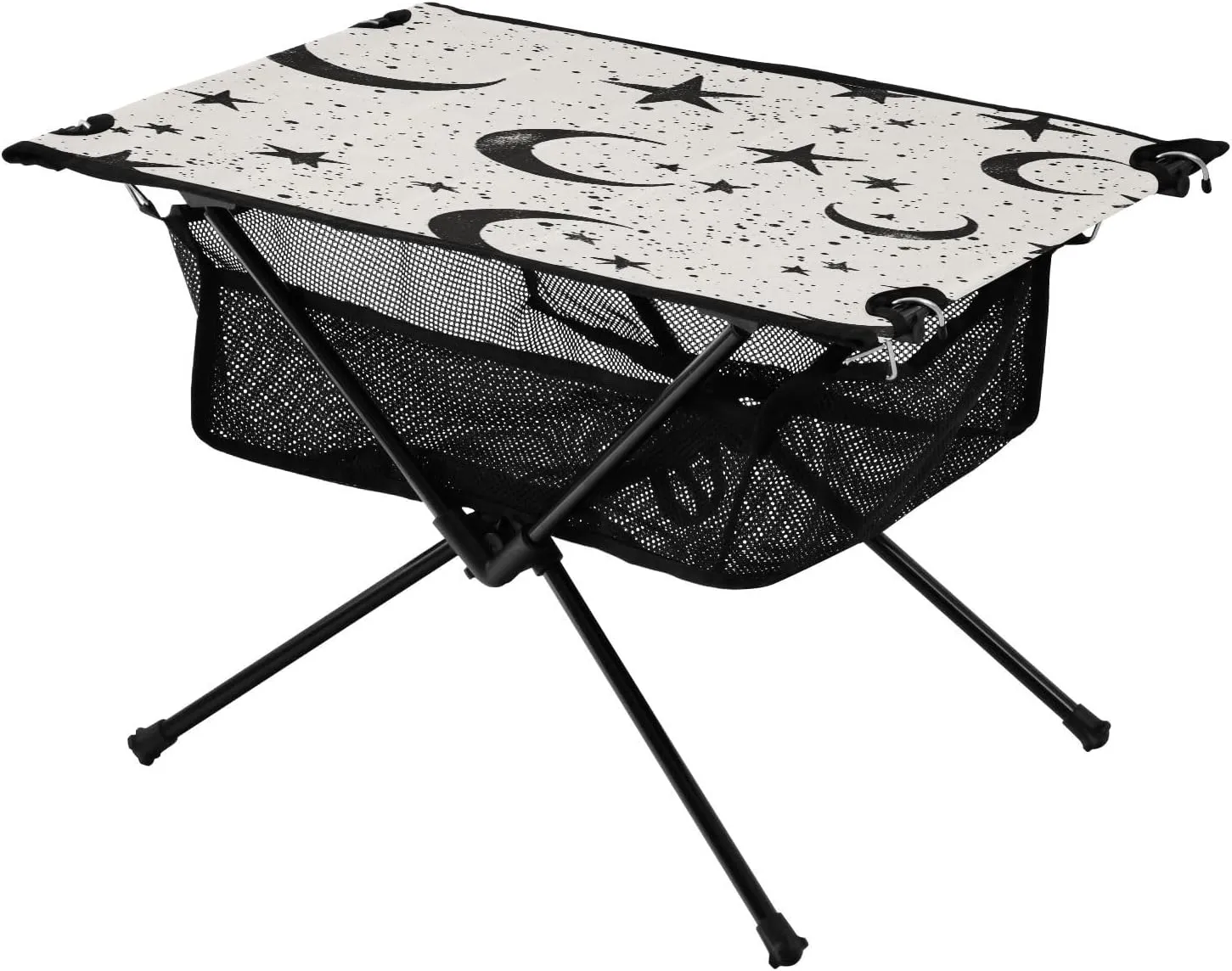 Moon Ideal for Camping Hiking Beach Picnic spawn outline sterilize rip mainstream modus Travel Backyard Camping Table Lightweight Portable Folding Table with Mesh Storage Net Black Star 