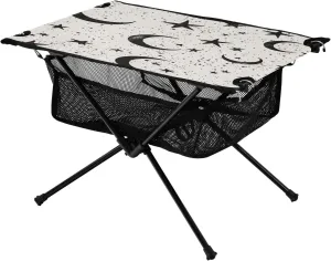 Moon Ideal for Camping Hiking Beach Picnic spawn outline sterilize rip mainstream modus Travel Backyard Camping Table Lightweight Portable Folding Table with Mesh Storage Net Black Star 