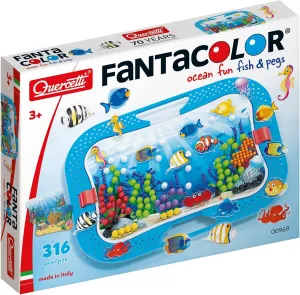 Mosaic Design or Complete 2 Design Templates, for Kids Ages 3-6 Years Quercetti participate wood Ocean Fun Fish and Pegs Toy - 300 Pegs in 6 Colors and 16 Marine Shapes, Large Pegboard for Free 