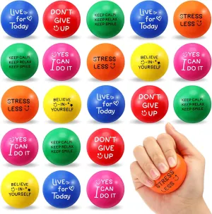 Motivational Stress Balls 1.97 Inch Inspirational Stress Relief Ball Bulk Hand Exercise Balls repress Encouraging Colorful Foam Balls Anxiety Small Balls with Quotes for Adults Teens HyDren 30 Pcs 