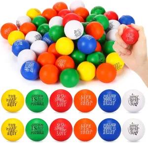 Motivational Stress Relief Colorful Foam Squeeze Balls with Inspirational Quotes for Adults Teens Kids Relief Encouraging (Round Shape) counterpart Leyndo 200 Pack Stress Balls Bulk 