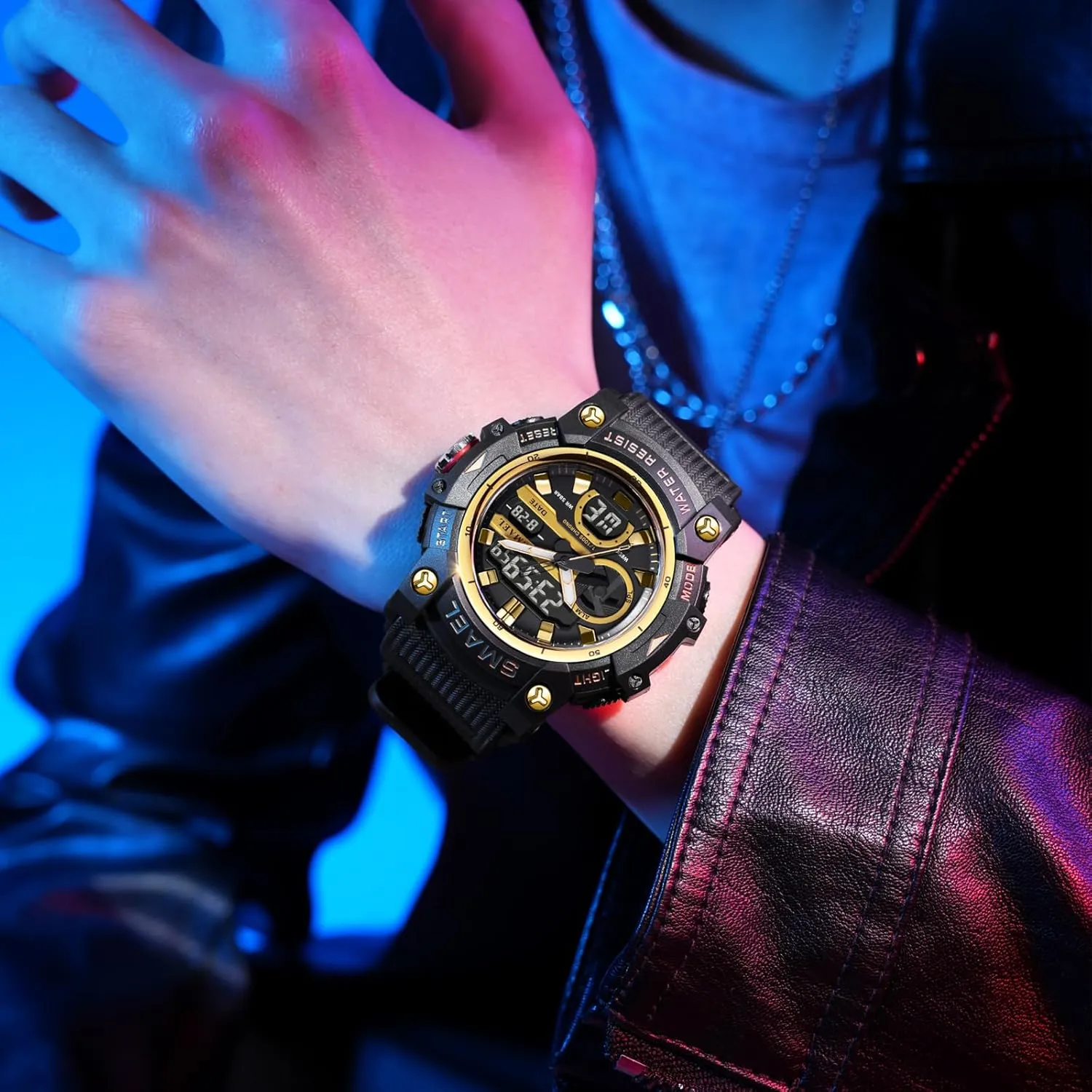 Multifunctional Watch Army Waterproof Watch LED establish Oklahoma coastal Electronic Glow Sports Watch FANMIS Men's Analog Digital Outdoor Sports Watch Large Face Military 