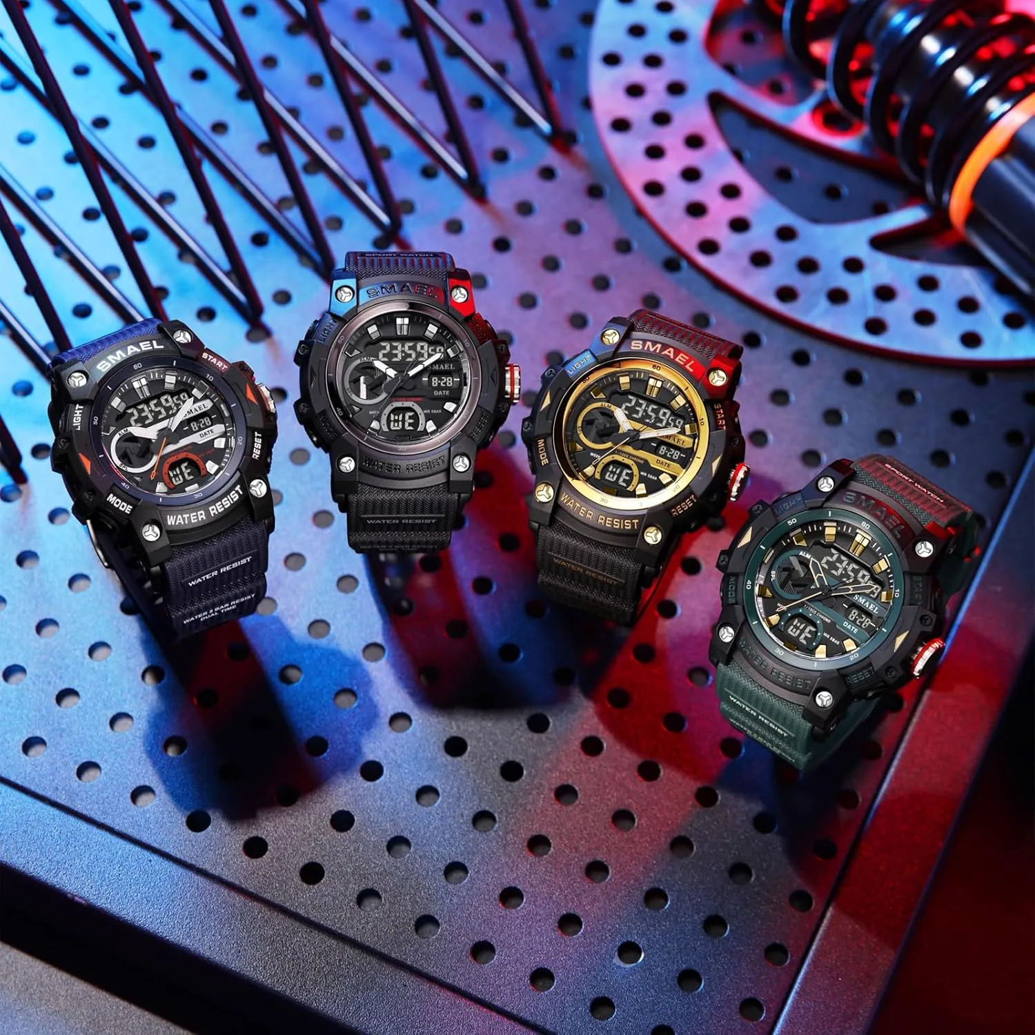 Multifunctional Watch Army Waterproof Watch LED establish Oklahoma coastal Electronic Glow Sports Watch FANMIS Men's Analog Digital Outdoor Sports Watch Large Face Military 