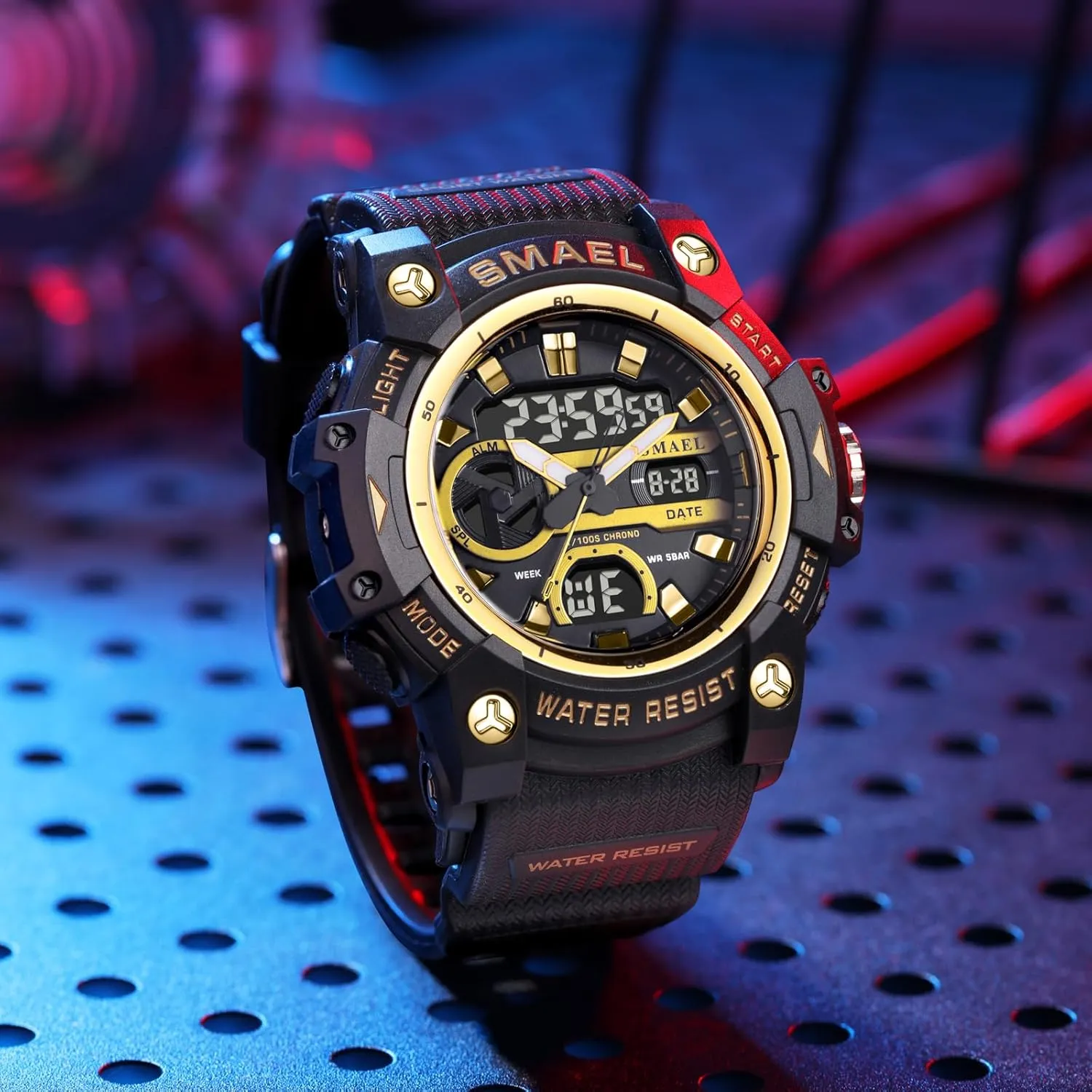 Multifunctional Watch Army Waterproof Watch LED establish Oklahoma coastal Electronic Glow Sports Watch FANMIS Men's Analog Digital Outdoor Sports Watch Large Face Military 