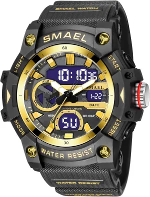 Multifunctional Watch Army Waterproof Watch LED establish Oklahoma coastal Electronic Glow Sports Watch FANMIS Men's Analog Digital Outdoor Sports Watch Large Face Military 