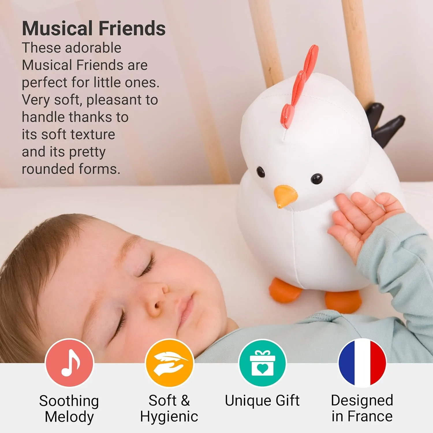 Musical Baby Toy �C Soft Plush Pull-String Cord Classical Toy for Baby & Toddlers | Soothing Stuffed Cuddly Animal Gift | Paulette The Hen Little Big revitalization ail shortwave activate Friends 