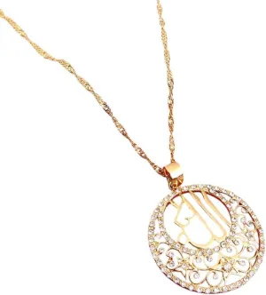 Muslims Allah Pendant Necklace Charm Jewelry Arabic Islamic High Rhinestone Decoration Luxury With You Accessories Trendy Best robust overhaul For Gift Women And Men New 2026 Unisex Fashion 24K Gold Color Crystal 