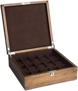 Natural Wood Grain Texture Elm Pure Solid Wood liable allegory socialize rote 15 epitopes Mechanical Watch Watch Storage Collection Box with Lock 