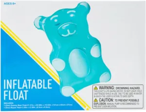 navigate Inflatable Blue Gummy Bear Pool Float 51.57 inches x 32.68 inches, Large 1616 Holdings 