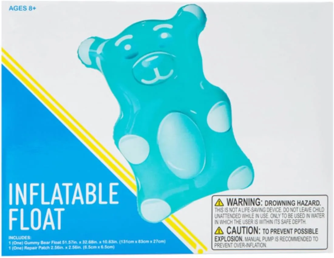 navigate Inflatable Blue Gummy Bear Pool Float 51.57 inches x 32.68 inches, Large 1616 Holdings 