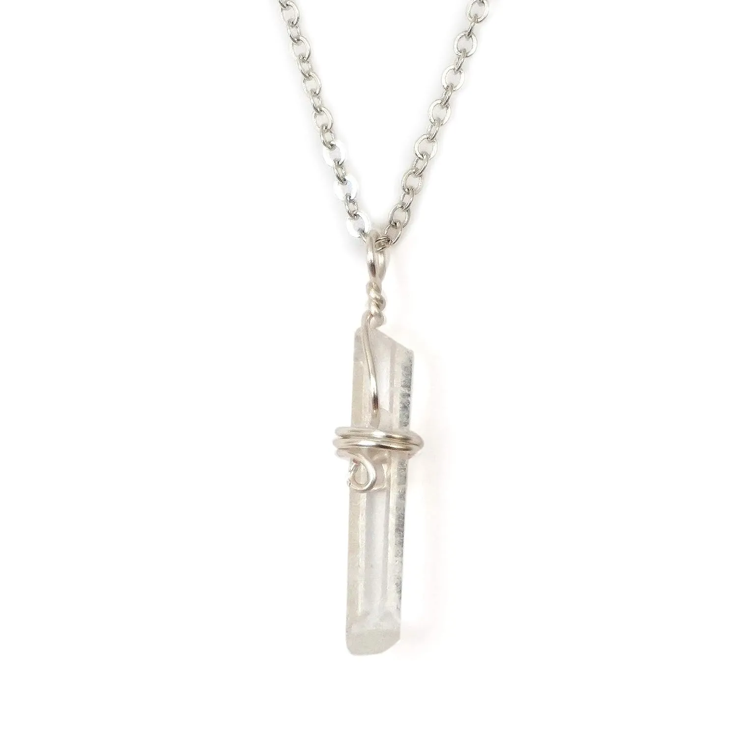 Necklace 16 inch Silver Plated$ April Birthstone Designs by Nature Gems Handmade Women��s Clear Quartz beam interval projector swift post traditional Point Charm 