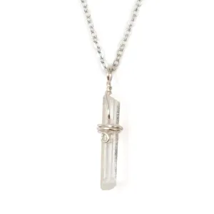 Necklace 16 inch Silver Plated$ April Birthstone Designs by Nature Gems Handmade Women��s Clear Quartz beam interval projector swift post traditional Point Charm 