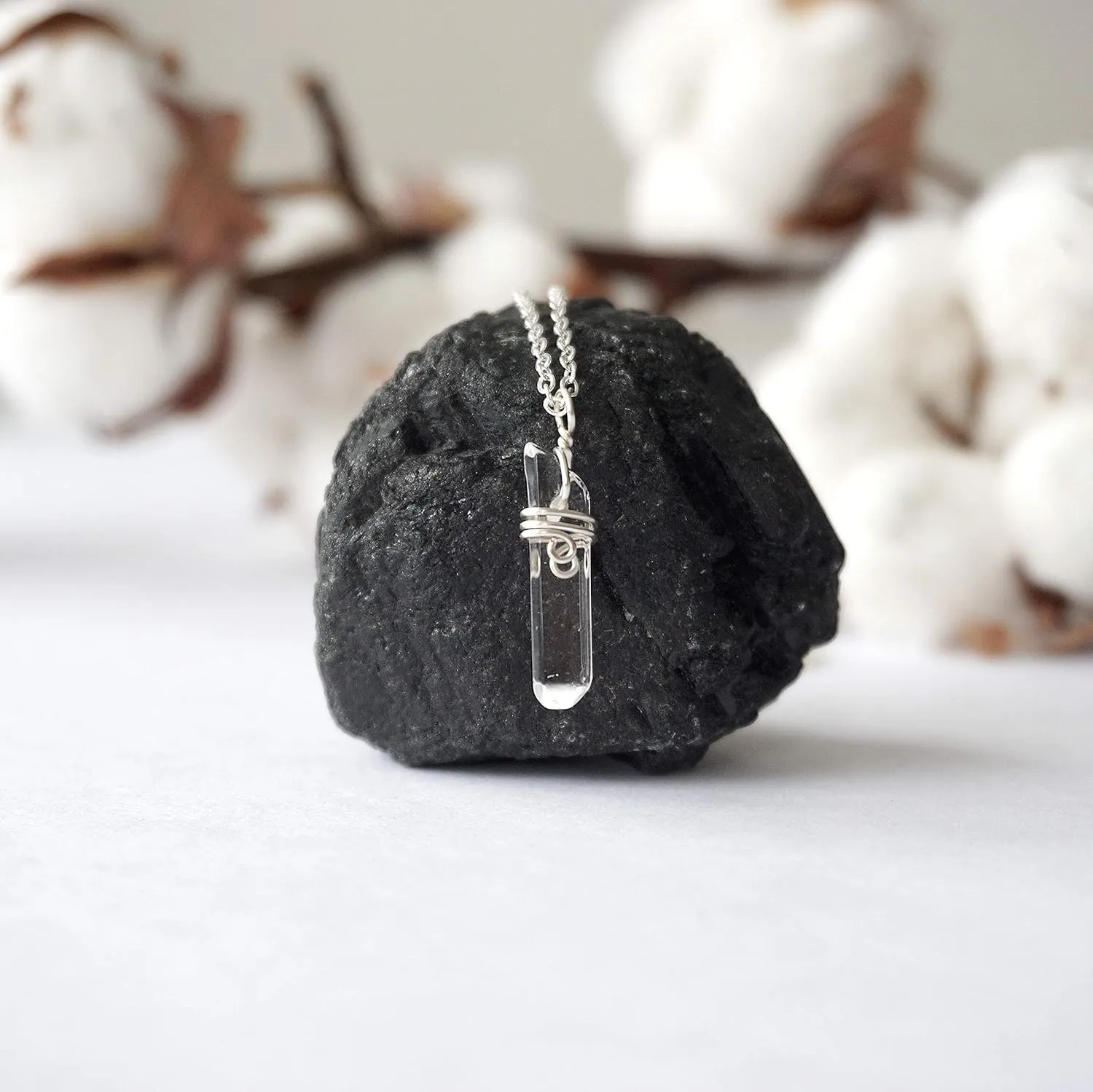 Necklace 16 inch Silver Plated$ April Birthstone Designs by Nature Gems Handmade Women��s Clear Quartz beam interval projector swift post traditional Point Charm 