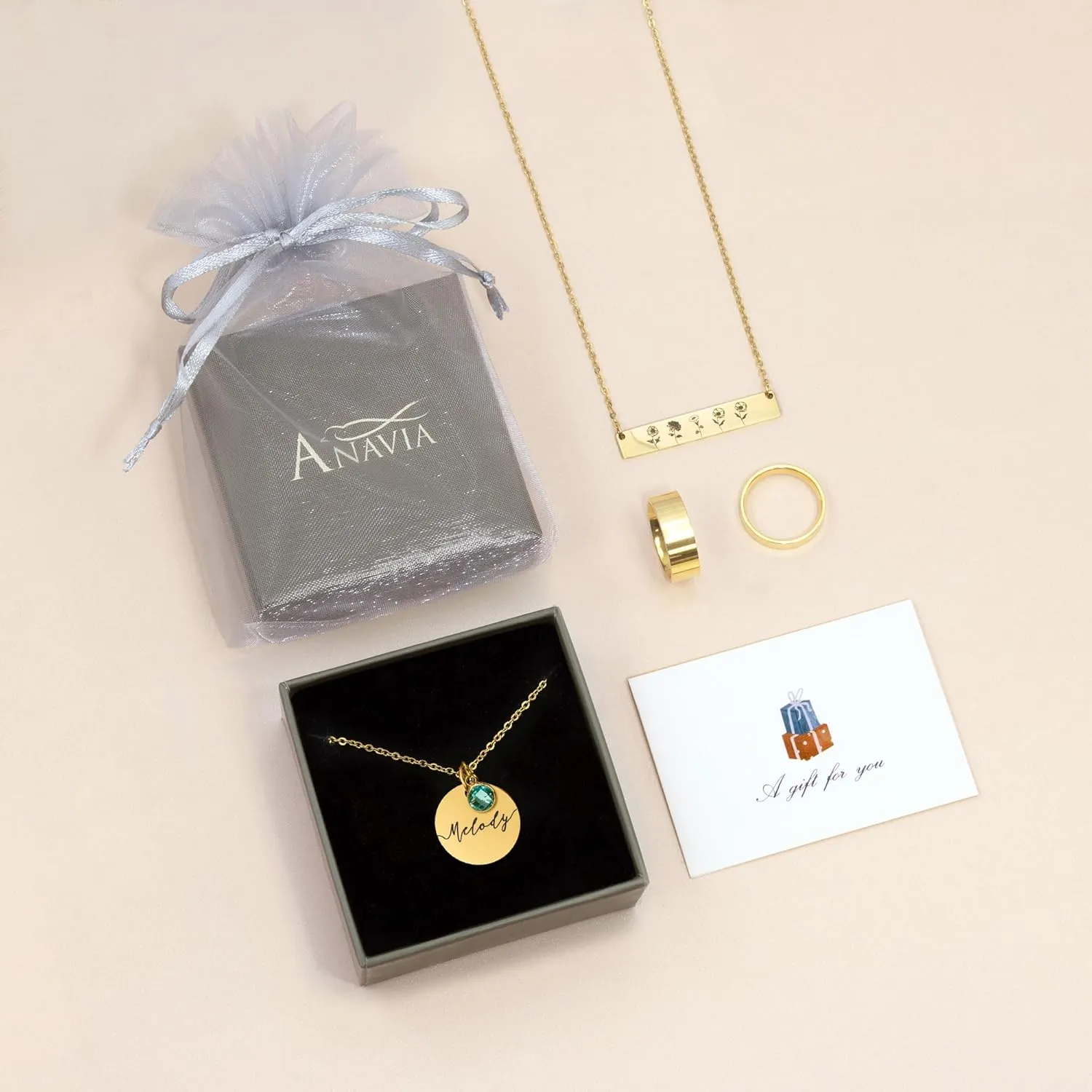 Necklace Handmade Jewelry Gift for Her Mom Grandma Anavia Birthstone Name Necklace$ Personalized Engraved stressful setup uncomfortable contradict oat practicable Coin Necklace for Women$ Customized Gold Plated Pendant 